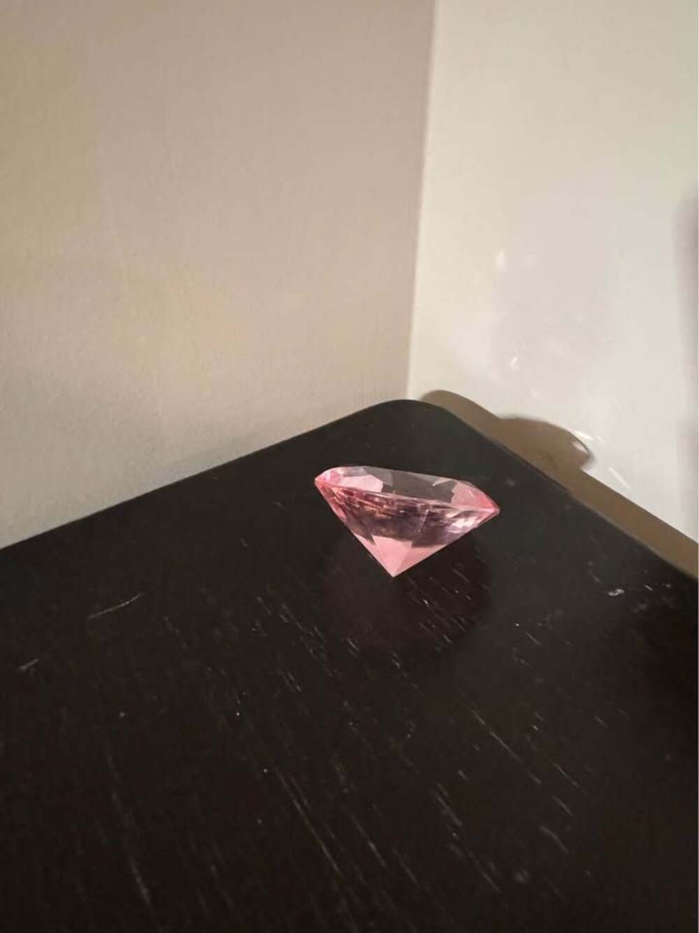 Pink Faceted Diamond Paperweight 2”